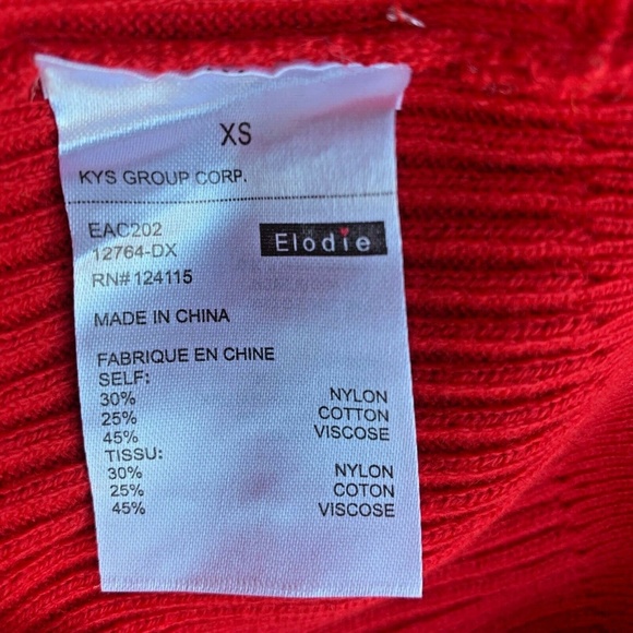 Elodie Sweater Red Ribbed Wrap Vneck Size XS - Picture 4 of 5